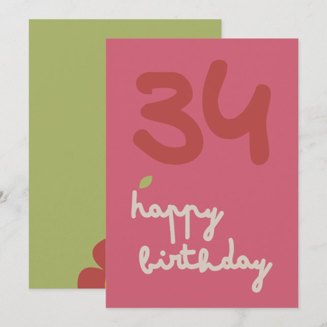 MOSSY BLOOM - Birthday Floral Einladungskarte (Vorne/Hinten)