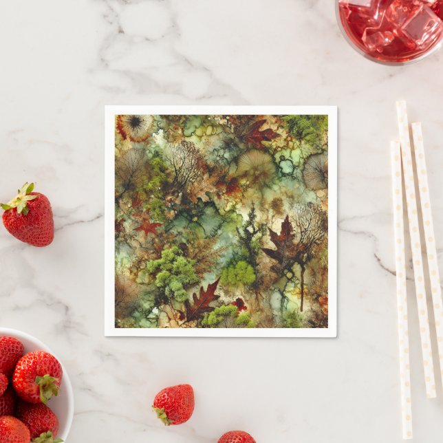 Mossy Fall Forest Alcohol Tinte Dekoupage Paper Serviette (Beispiel)
