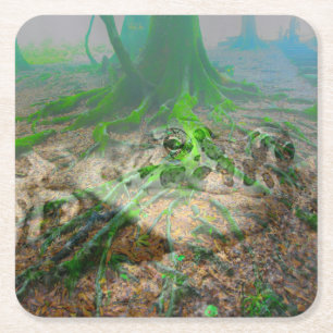 Mossy Frog Rechteckiger Pappuntersetzer