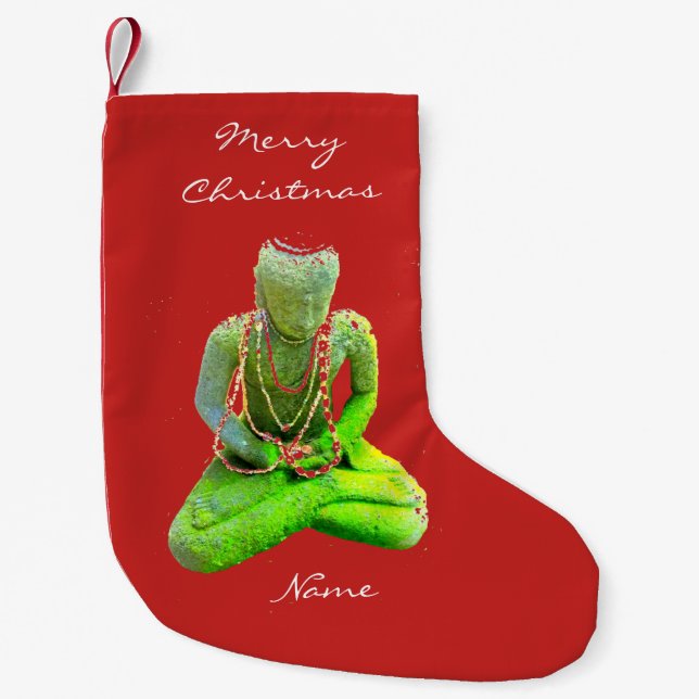 Mossy Green Buddha Meditation Thunder_Cove Kleiner Weihnachtsstrumpf (Vorderseite)