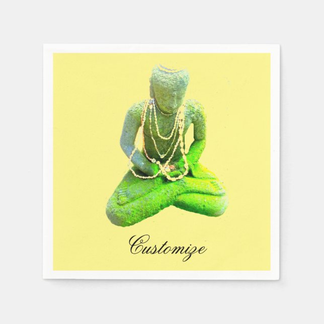 Mossy Green Buddha meditiert Thunder_Cove Serviette (Vorderseite)