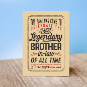 Most Legendary Brother-in-Law of all Time Card Karte