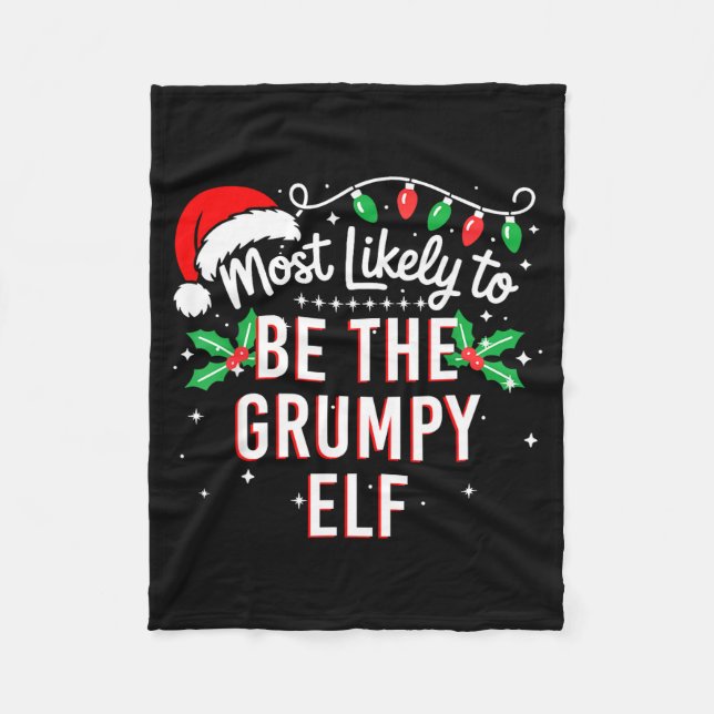 Most Likely To Be The Mpy Elf Funny Xmas  Fleecedecke (Vorderseite)