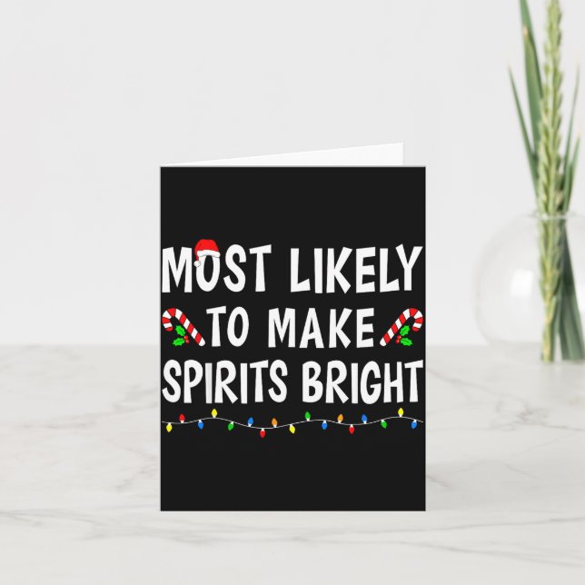 Most Likely To Christmas Xmas Pajamas Funny Matchi Karte (Vorderseite)