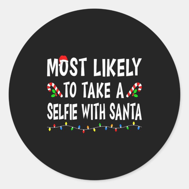 Most Likely To Christmas Xmas Pajamas Funny Matchi Runder Aufkleber (Vorderseite)