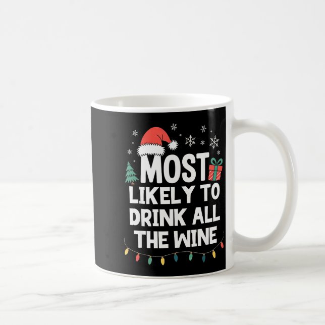 Most Likely To Drink All The Wine Christmas Funny  Kaffeetasse (Rechts)