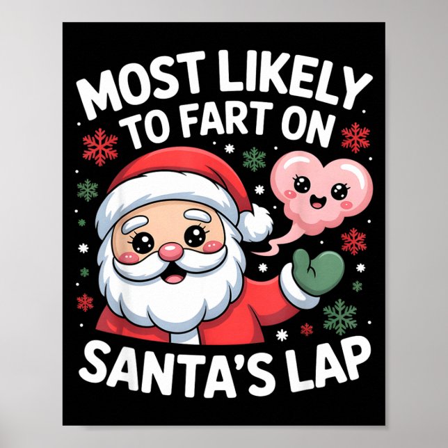 Most Likely To Fart On Santa’s Lap Funny Christmas Poster (Vorne)