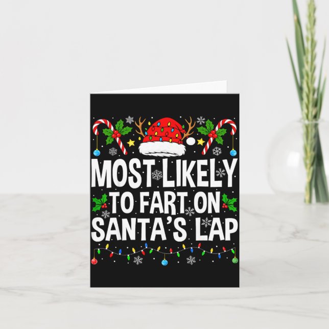 Most Likely To Fart On Santa's Lap Family Matching Karte (Vorderseite)