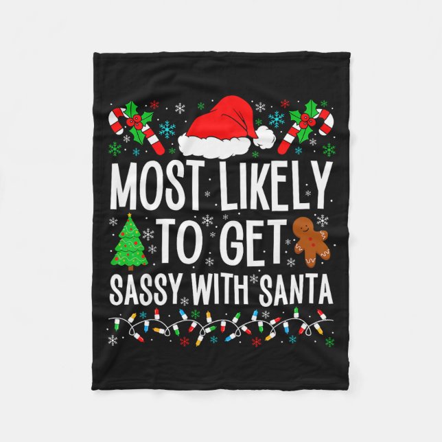 Most Likely To Get Sy With Santa Funny Family Chri Fleecedecke (Vorderseite)