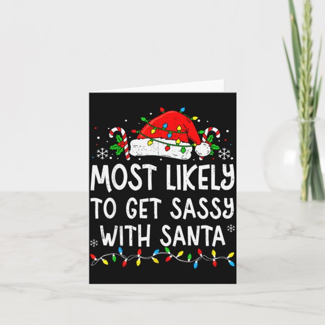 Most Likely To Get Sy With Santa Funny Matching Ch Karte (Vorderseite)