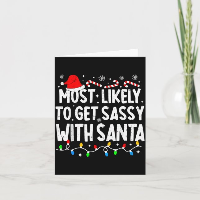 Most Likely To Get Sy With Santa Funny Matching Ch Karte (Vorderseite)