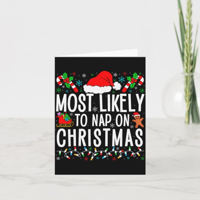 Most Likely To Nap On Christmas Funny Matching Fam Karte (Vorderseite)
