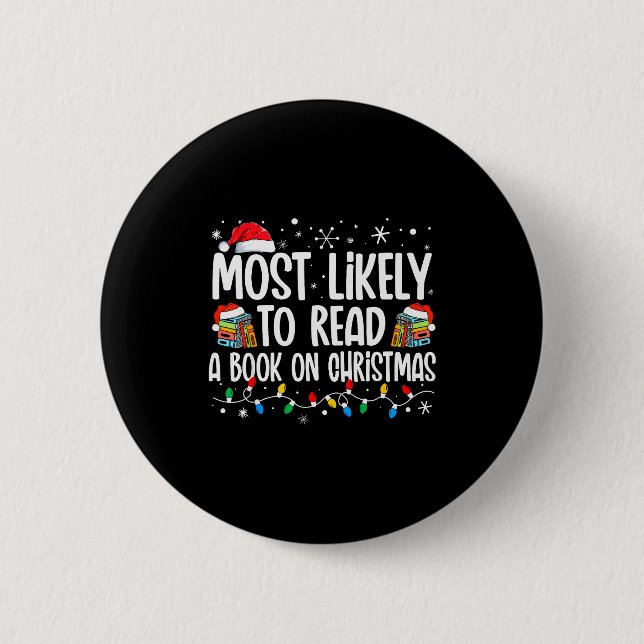 Most Likely To Read A Book On Christmas Matching F Button (Vorderseite)