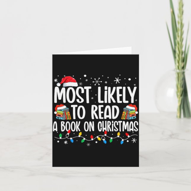 Most Likely To Read A Book On Christmas Matching F Karte (Vorderseite)