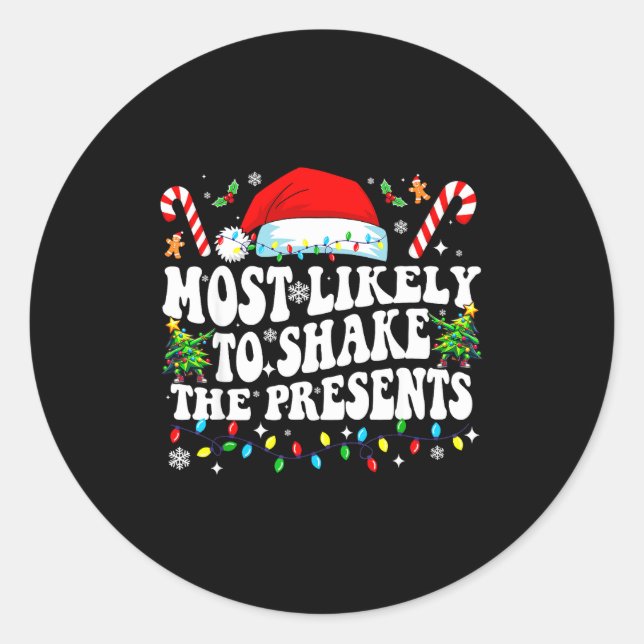 Most Likely To Shake The Funny Matching Family  Runder Aufkleber (Vorderseite)