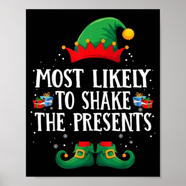 Most Likely To Shake The Matching Christmas Elf  Poster (Vorne)