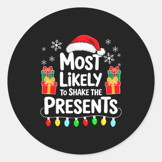 Most Likely To Shake The Shirt Family Christmas  Runder Aufkleber (Vorderseite)