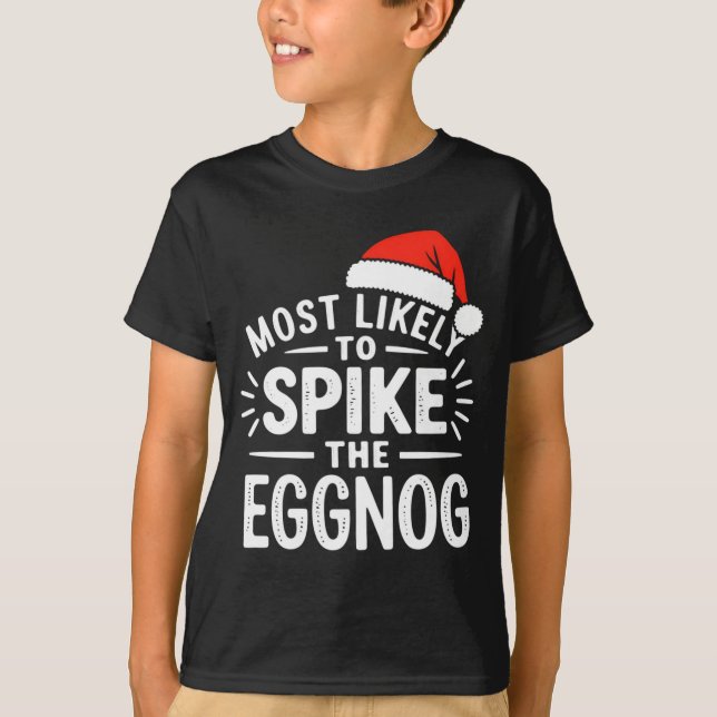 Most Likely To Ske The Eggnog Christmas Matching  T-Shirt (Vorderseite)