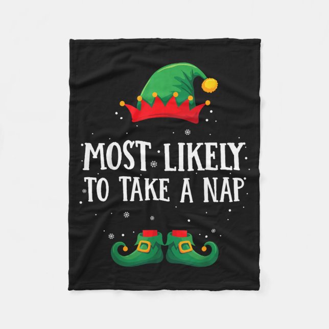 Most Likely To Take A Nap Matching Christmas Elf  Fleecedecke (Vorderseite)