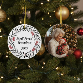Most Loved Grandma Christmas Round Keramik Ornament