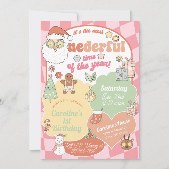 Most ONEderful time of the year birthday invite. Einladung (Vorderseite)