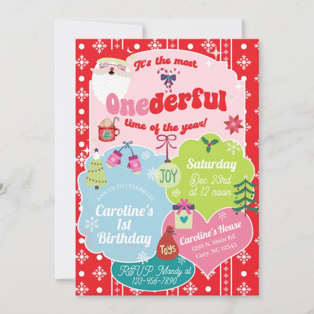 Most ONEderful time of the year birthday invite. Einladung (Vorderseite)
