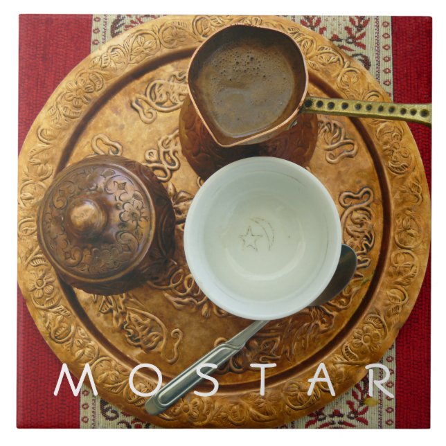 Mostar Bosnian Kaffee Set Keramik Fliesen (Vorderseite)