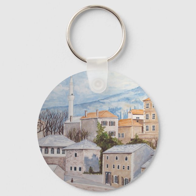 Mostar, Bosnien - Akrylenmalerei Schlüsselanhänger (Vorderseite)