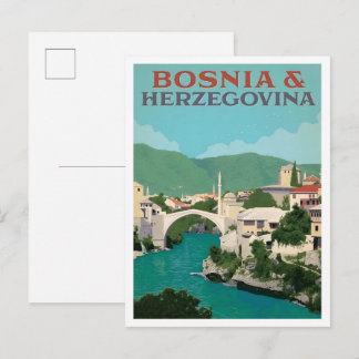 Mostar Bosnien Herzegowina Vintage Kunst Reise Postkarte