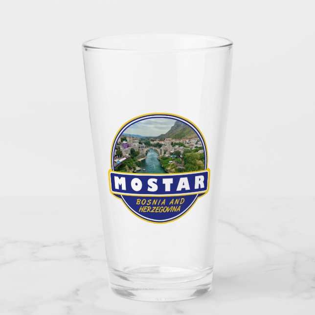 Mostar Bosnien und Herzegowina Reisetitelemblem Glas (Vorderseite)