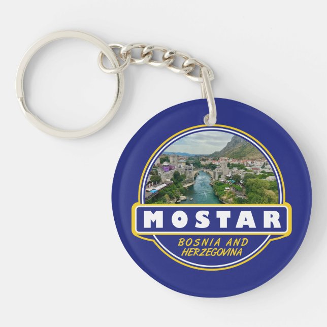 Mostar Bosnien und Herzegowina Reisetitelemblem Schlüsselanhänger (Vorderseite)