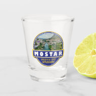 Mostar Bosnien und Herzegowina Reisetitelemblem Schnapsglas