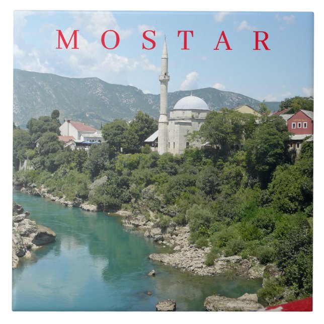 Mostar Moschee View Keramik Fliesen (Vorderseite)