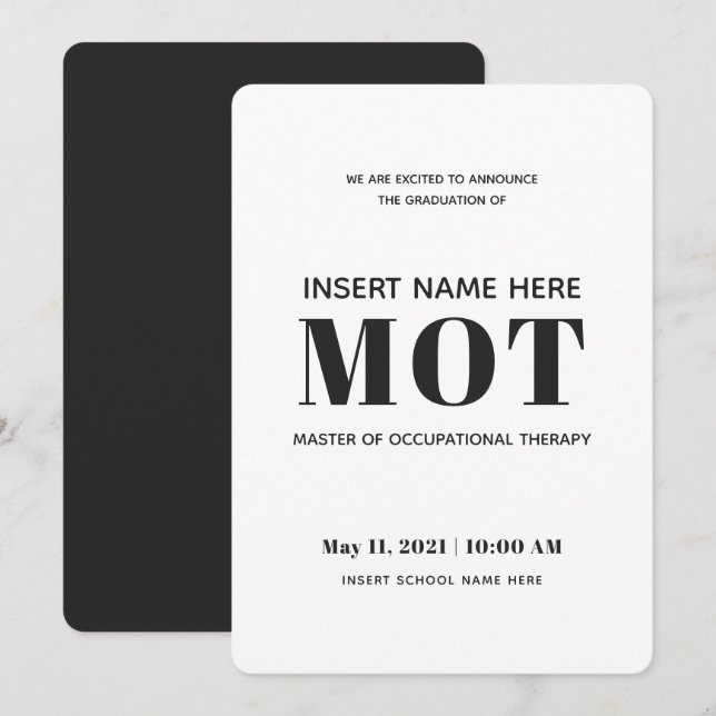MOT-Abschluss für die Arbeitstherapie Ankündigung (Vorne/Hinten)
