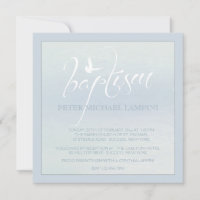 Mot Baptême Avec Invitation Bleue De La Colombe