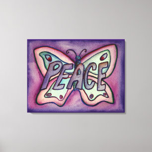 Mot de Paix Papillon violet toile d'art Peinture