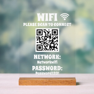 Mot de passe Wifi Code QR blanc moderne et réseau