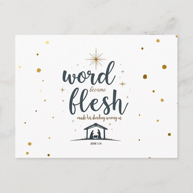 Mot Est Devenu Flesh Christmas Carte Postale (Devant)