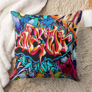 Mot Graffiti art déco coussin