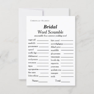 Mot nuptiale griffe nuptiale carte de jeu douche n