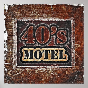 Motel des années 40 vintage - Poster