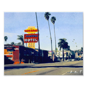 Motel en photo de boulevard de coucher du soleil