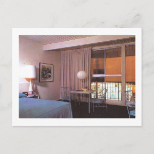 Motel Room Interior Retro Postkarte