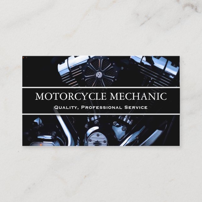 Moteur de motocyclette photo - Carte de visite méc (Devant)