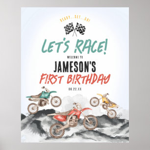 Moteur Dirt Vélo Garçon Affiche de bienvenue fête 