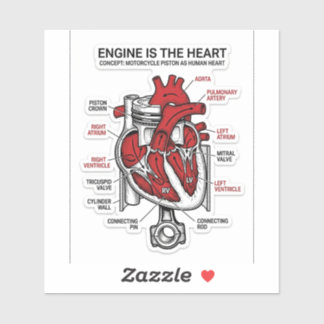 Moteur Est Le Coeur Autocollant — Piston Anatomie 