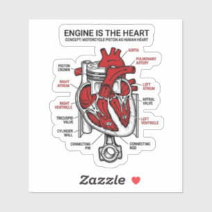 Moteur Est Le Coeur Autocollant — Piston Anatomie 