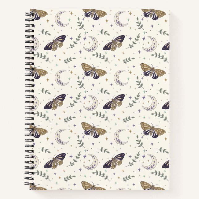 Moth and Moon Spiral Notebook 8.5"x11" Notizbuch (Vorderseite)
