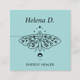 Moth Butterfly Moon Phase Reiki Practitioner Yoga Quadratische Visitenkarte