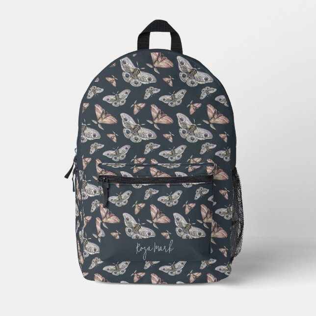 Moth Butterfly Muster bedruckter Backpack Rucksack (Vorderseite)